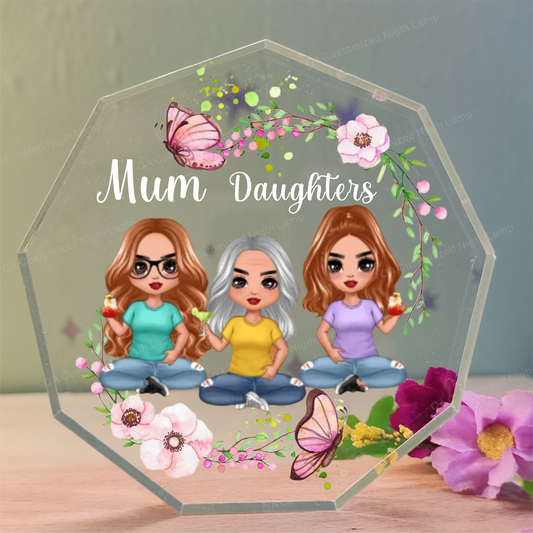 Customized Doll with Flower Design Gift For Mum Personalized Acrylic Plaque