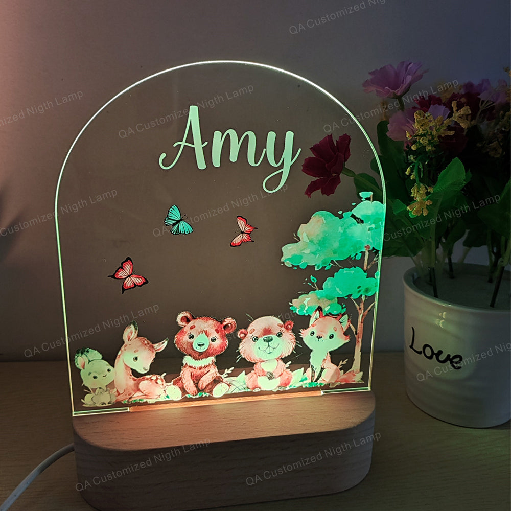 Personalized Baby Night Lamp Animal Acrylic Night Light Baby Birthday Gift Christmas Gift