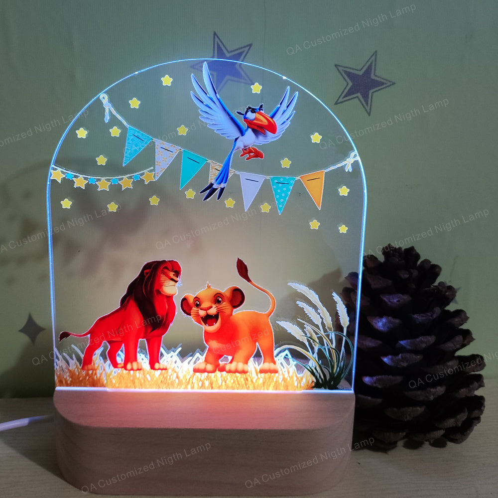 Personalized Woodland Lion Design Night Light Baby Gift Birth Customized Night Light Baby Christmas Gift Nursery Decor Night Lamp for Birthday Gift