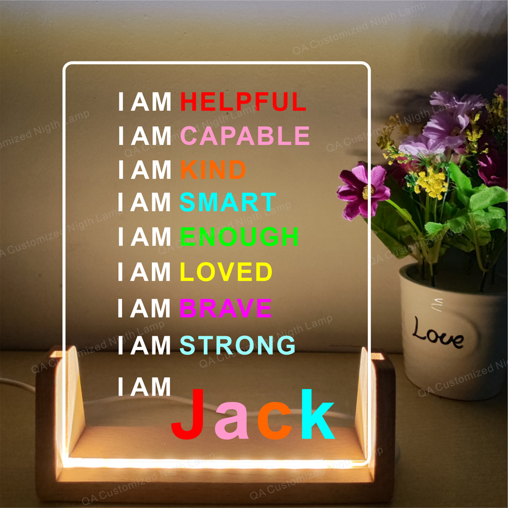 Personalized Affirmations Night Light for Kids Kids Birthday Gift Nursery Decor Night Lamp