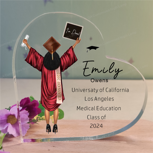 Personalized Portrait Custom Acrylic Graduation Plaque Class of 2024 Graduation Gift for Daughter