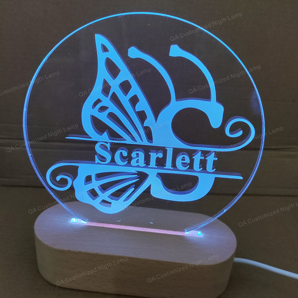 Butterflies and Letter  Customized Name Table Lamp Birthday Gift Kid room decoration Unique gift Night Light  Christmas Gift