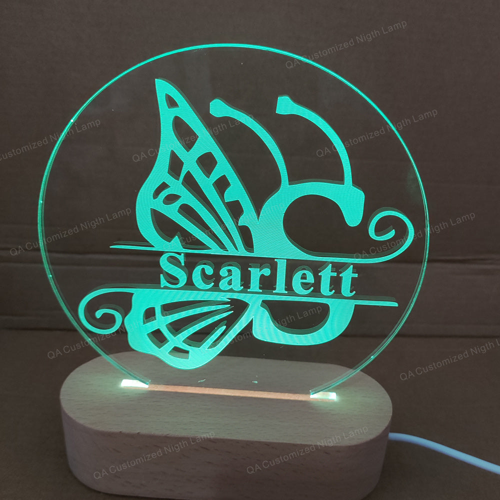 Butterflies and Letter  Customized Name Table Lamp Birthday Gift Kid room decoration Unique gift Night Light  Christmas Gift