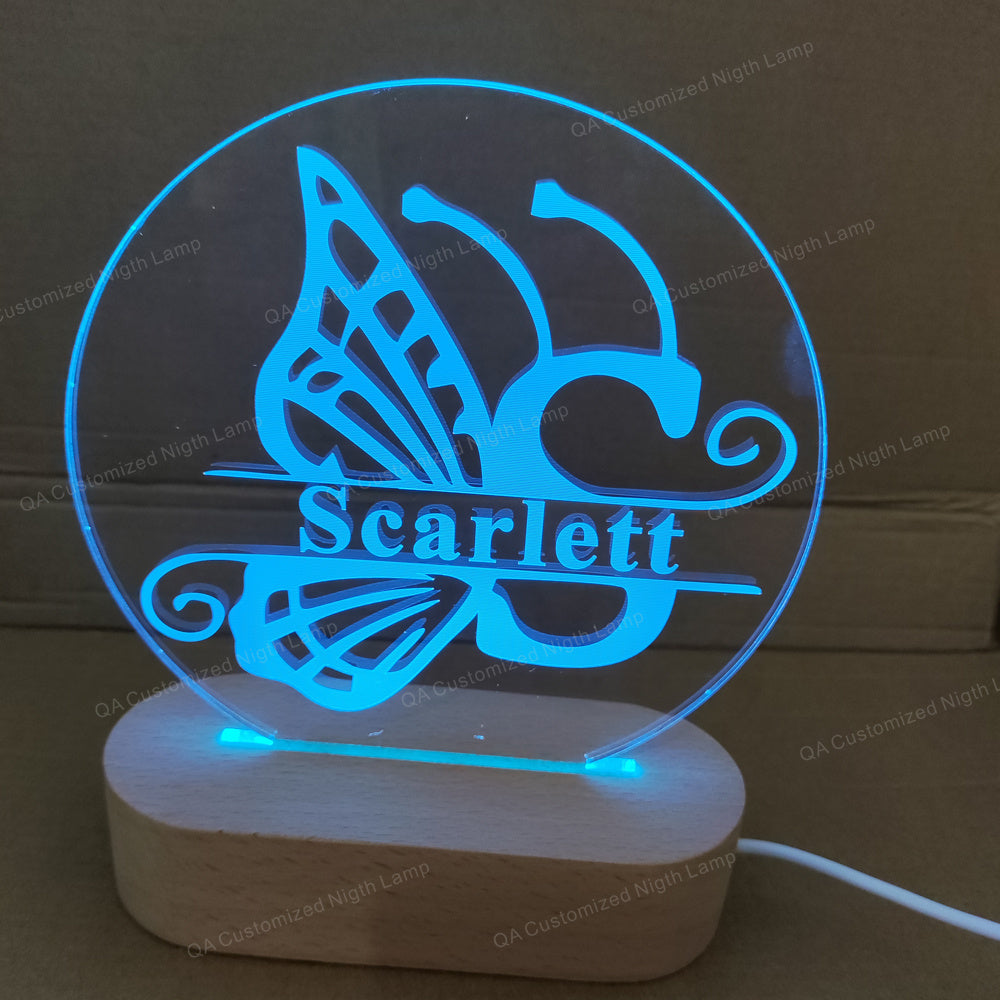 Butterflies and Letter  Customized Name Table Lamp Birthday Gift Kid room decoration Unique gift Night Light  Christmas Gift