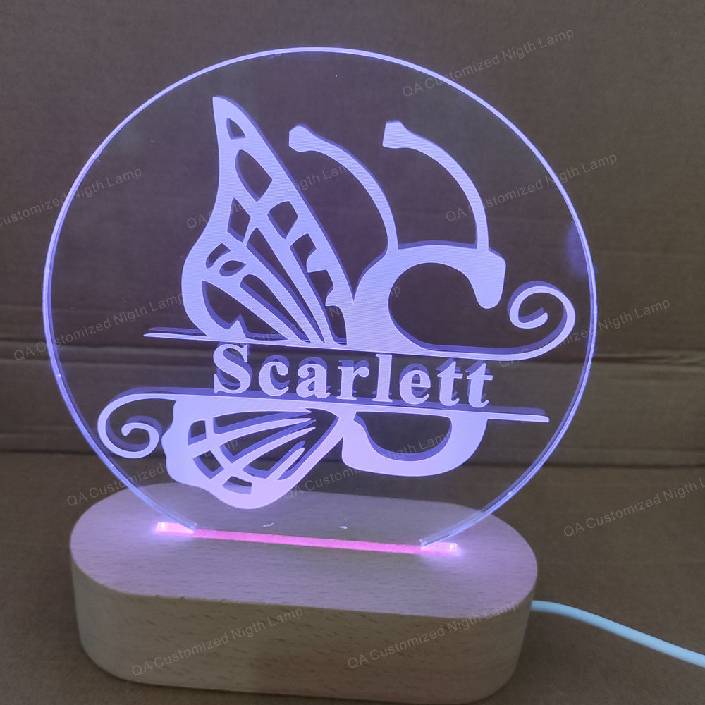 Butterflies and Letter  Customized Name Table Lamp Birthday Gift Kid room decoration Unique gift Night Light  Christmas Gift