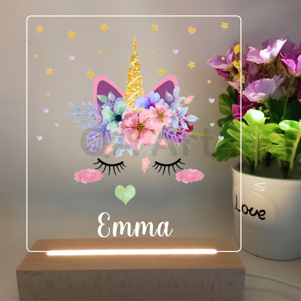 Personalized Magical Pink Unicorn Rainbow Night Light for Kids Bedroom Night Lights Birthday Gifts Christmas Present