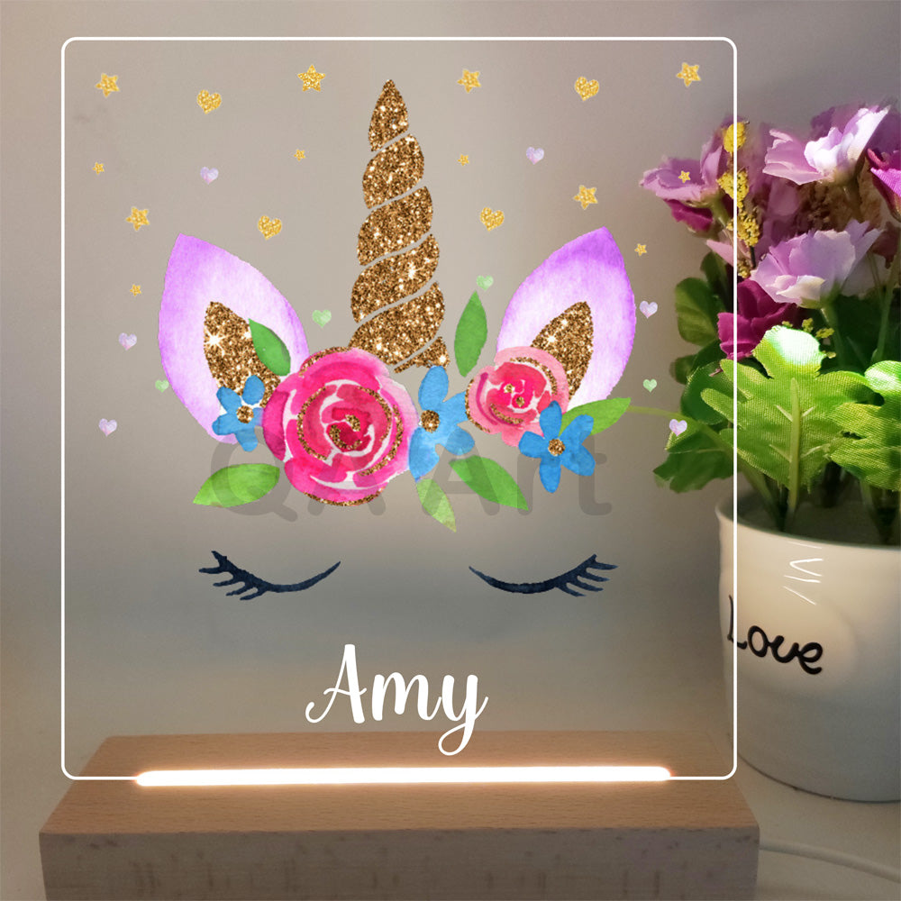 Personalized Magical Pink Unicorn Rainbow Night Light for Kids Bedroom Night Lights Birthday Gifts Christmas Present