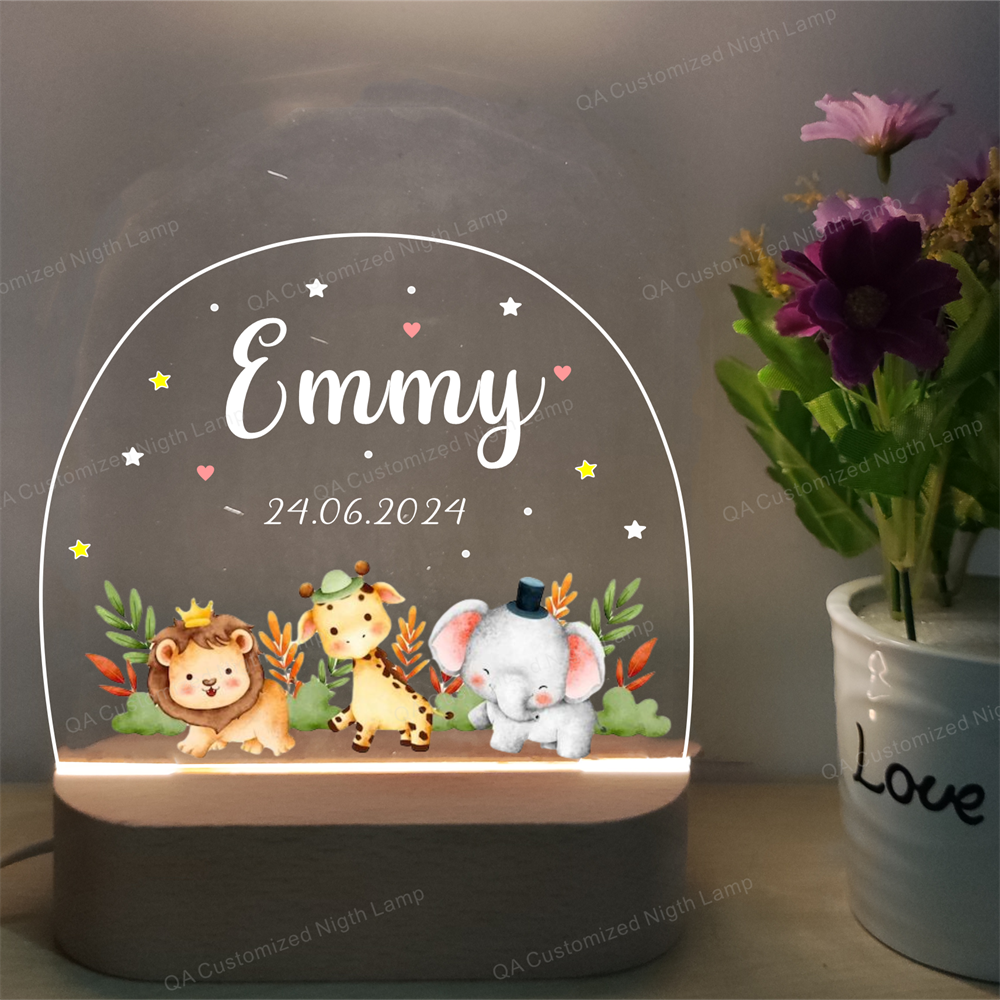 Kids Personalized Acrylic Night Light Animals for Kids Perfect Birthday Gift Custom Name Handmade Led Kids Bedroom Decor Christmas Gift Lamp