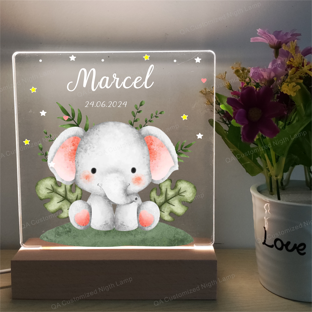 Kids Personalized Acrylic Night Light Animals for Kids Perfect Birthday Gift Custom Name Handmade Led Kids Bedroom Decor Christmas Gift Lamp