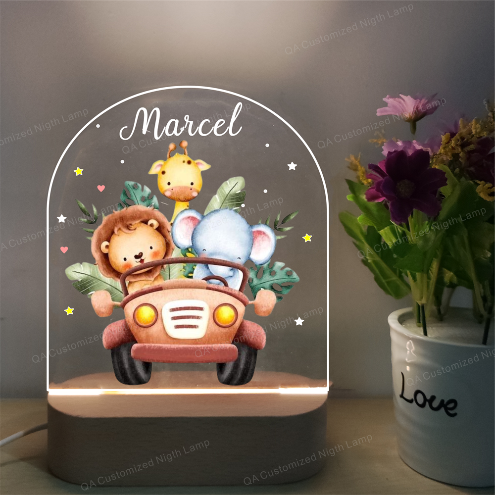 Kids Personalized Acrylic Night Light Animals for Kids Perfect Birthday Gift Custom Name Handmade Led Kids Bedroom Decor Christmas Gift Lamp