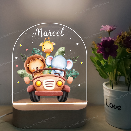 Personalised Woodland Animal Night Light Customized Name Birthday Gift Kid nursery Room Decor Christmas Present