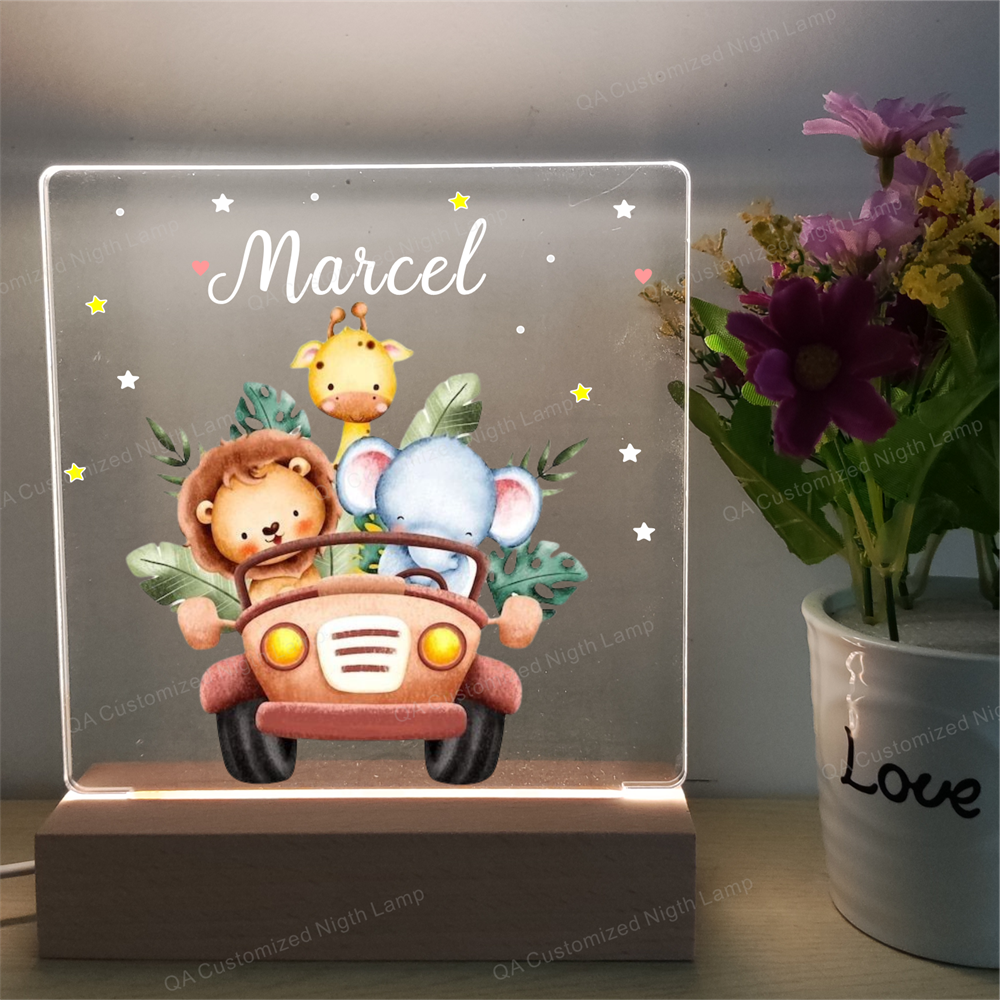 Kids Personalized Acrylic Night Light Animals for Kids Perfect Birthday Gift Custom Name Handmade Led Kids Bedroom Decor Christmas Gift Lamp