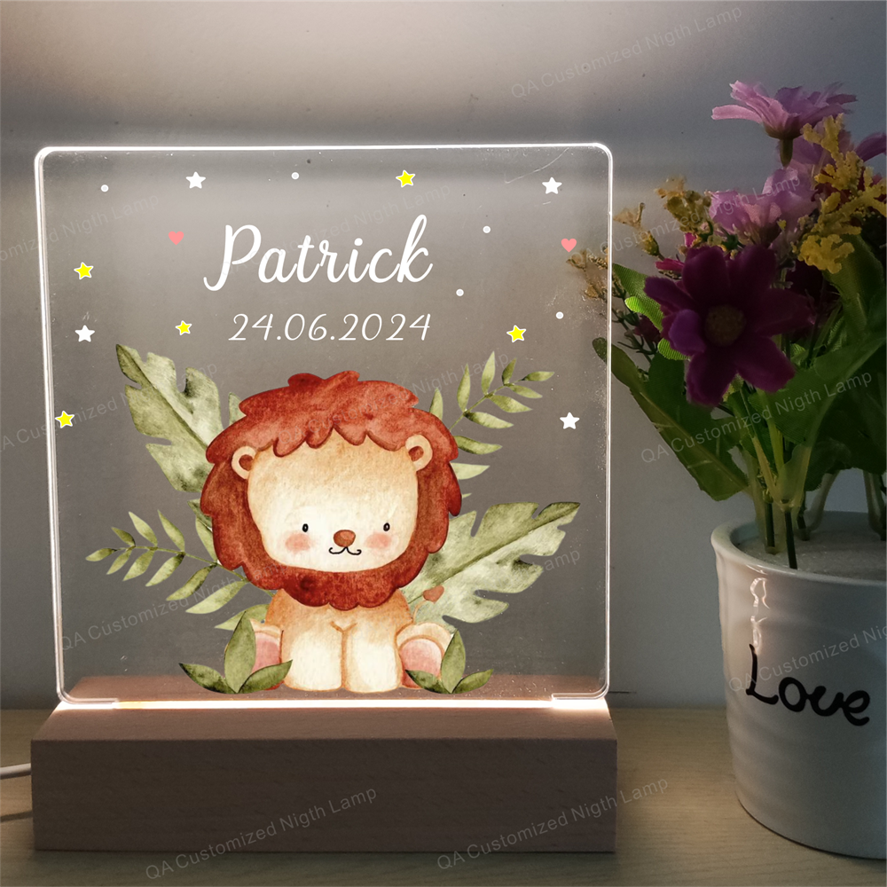 Personalized Night light Acrylic Night Lamp Baby Gift Christening Gift Lamp Birth Gift