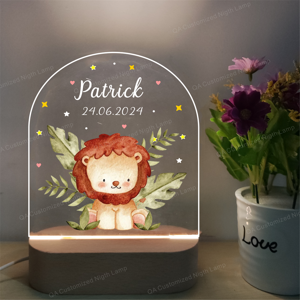 Kids Personalized Acrylic Night Light Animals for Kids Perfect Birthday Gift Custom Name Handmade Led Kids Bedroom Decor Christmas Gift Lamp