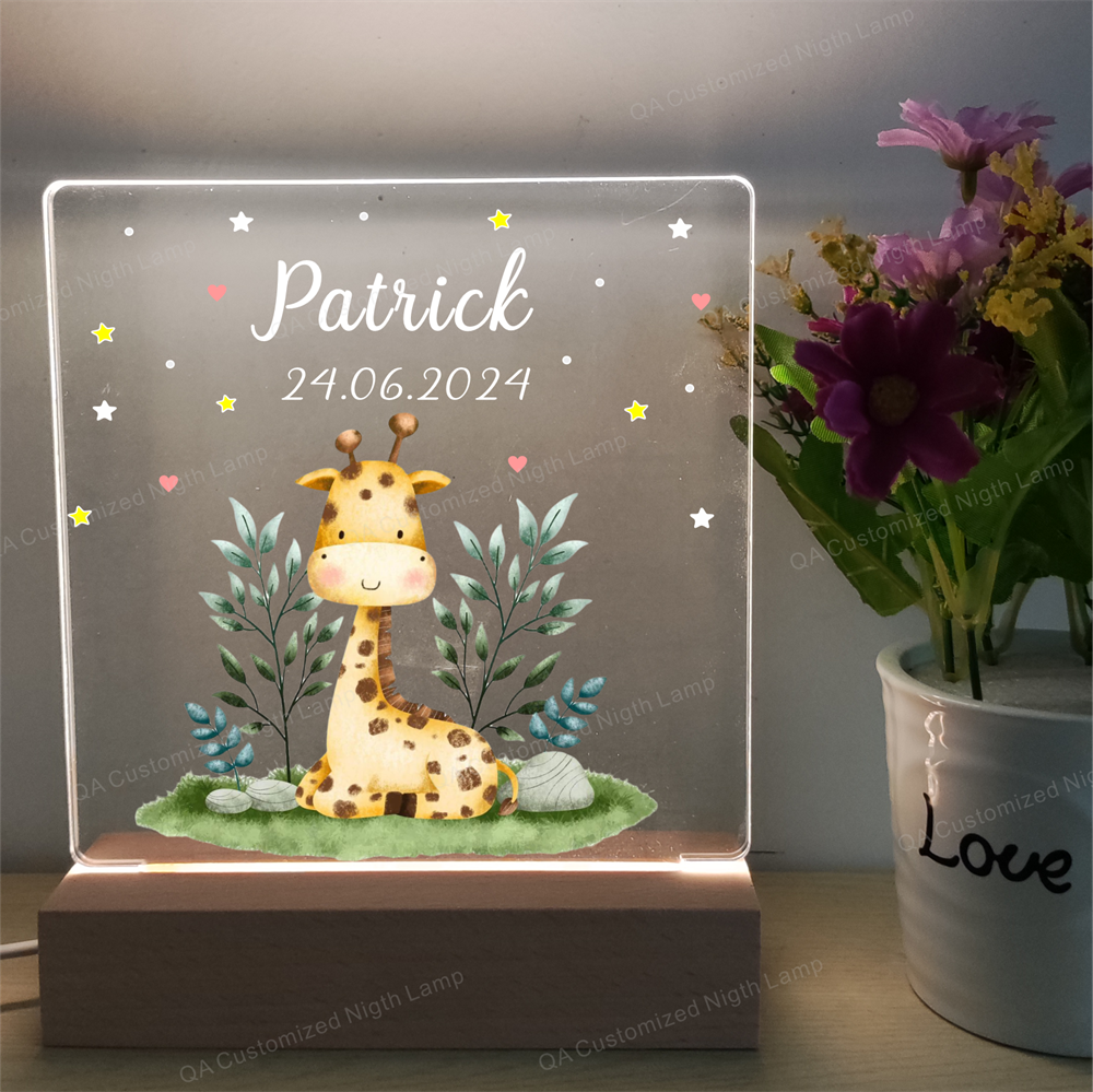 Customized Name Night Light For Baby Luminous Personal Animal Acrylic Board Creative Night Lamp Christmas Present