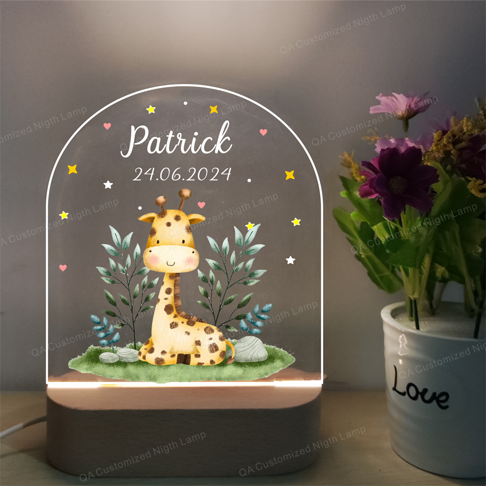 Customized Name Night Light For Baby Luminous Personal Animal Acrylic Board Creative Night Lamp Christmas Present