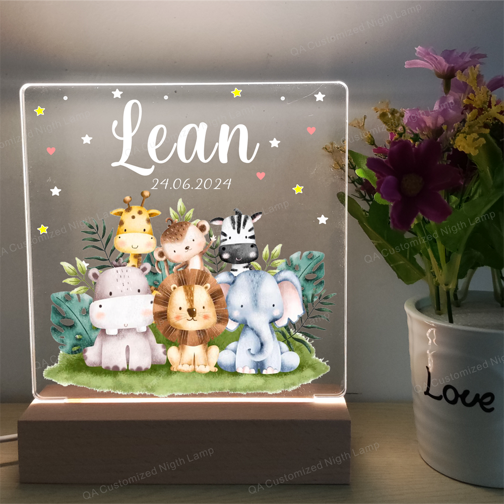 Kids Personalized Acrylic Night Light Animals for Kids Perfect Birthday Gift Custom Name Handmade Led Kids Bedroom Decor Christmas Gift Lamp