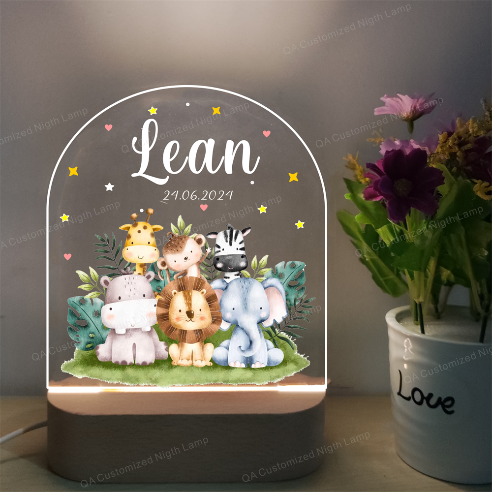 Kids Personalized Acrylic Night Light Animals for Kids Perfect Birthday Gift Custom Name Handmade Led Kids Bedroom Decor Christmas Gift Lamp