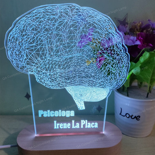 Brain Personalized LED Night Light Personalized Lamp for Psychologist 3D Brain Lamp Gift for Neurologist