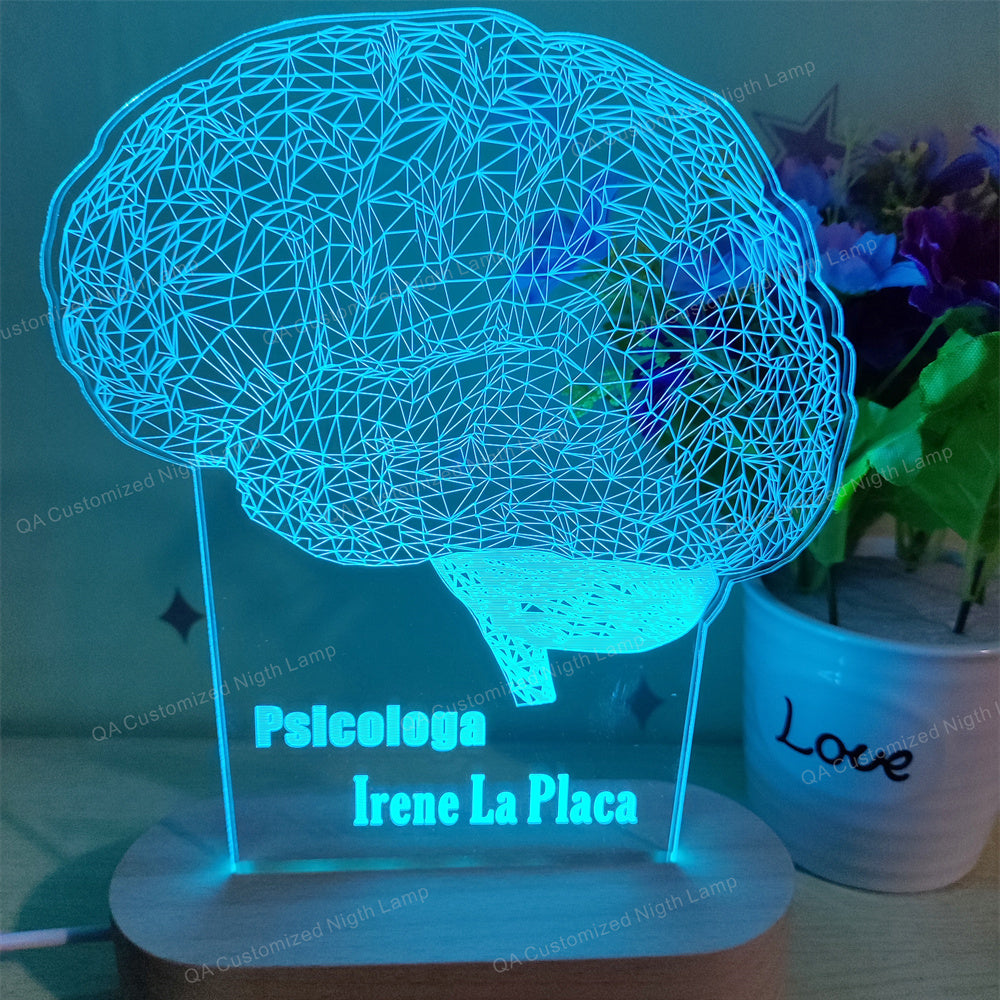 Brain Personalized LED Night Light Personalized Lamp for Psychologist 3D Brain Lamp Gift for Neurologist