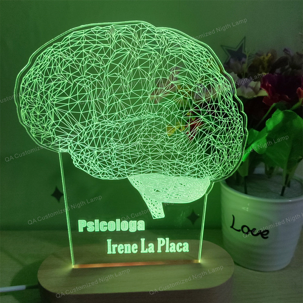 Brain Personalized LED Night Light Personalized Lamp for Psychologist 3D Brain Lamp Gift for Neurologist