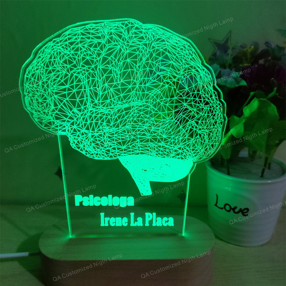 Brain Personalized LED Night Light Personalized Lamp for Psychologist 3D Brain Lamp Gift for Neurologist