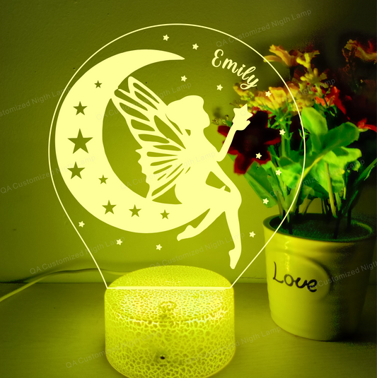 Fairy Baby Girl Gift Birth Acrylic Night light Personalized Kids Birthday Christening Gift Princess Nursery Lamp table Lamp