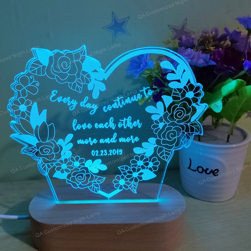 Personalized Room Decor Night Light Gifts Heart Shape and Name For Couple Nigh Lamp Gift For Mum Christmas Gift