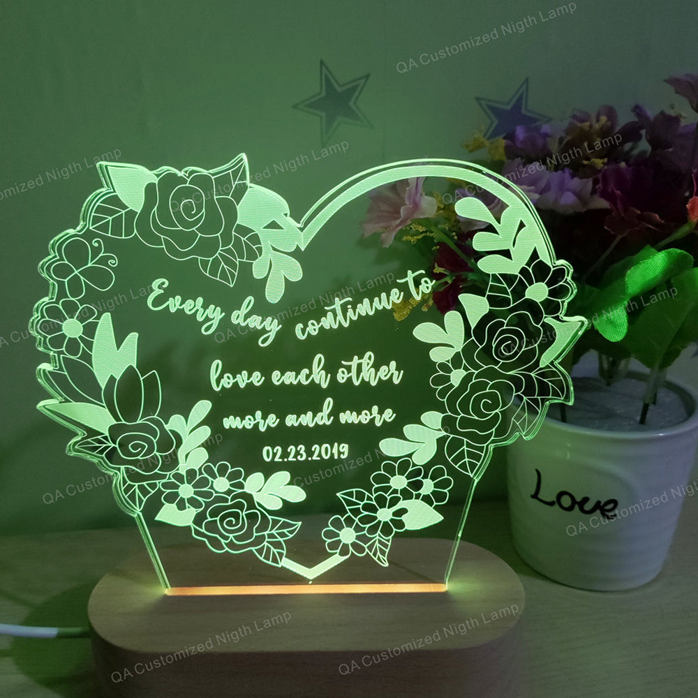 Personalized Room Decor Night Light Gifts Heart Shape and Name For Couple Nigh Lamp Gift For Mum Christmas Gift