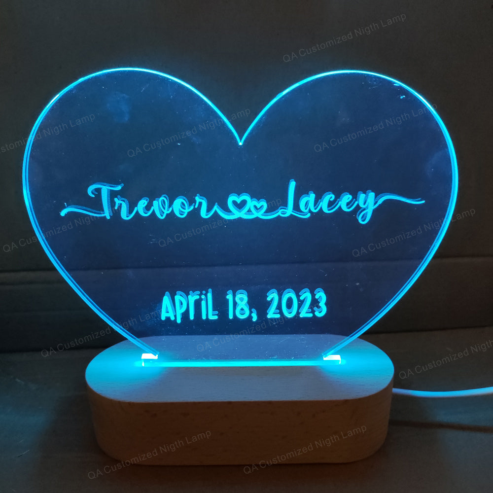 Personalized 3D Illusion LED Lamp Infinity Heart Valentines Gift Light up Sign Couples gift