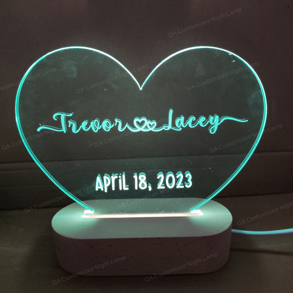 Personalized 3D Illusion LED Lamp Infinity Heart Valentines Gift Light up Sign Couples gift