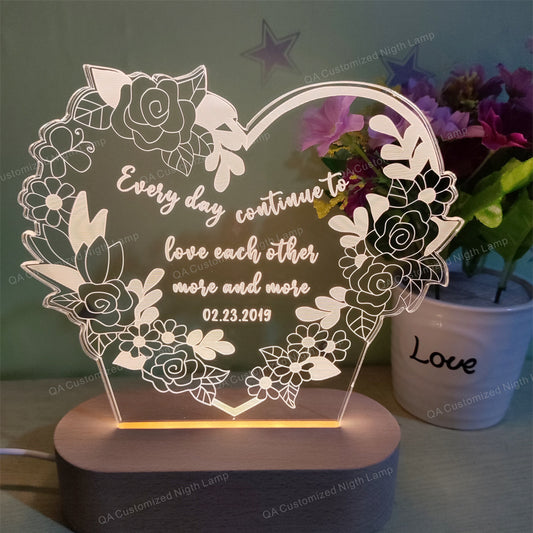 Personalized Room Decor Night Light Gifts Heart Shape and Name For Couple Nigh Lamp Gift For Mum Christmas Gift