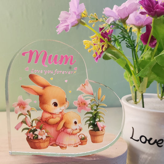 Personalized Mum Easter Bunny Acrylic Heart Keepsake Custom Text Acrylic Plaque Ornaments Gifts Mother