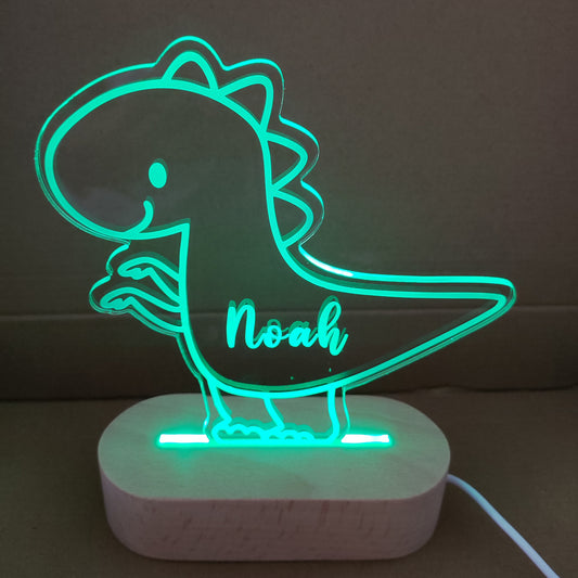 Personalized Name Baby Dinosaur Night Light Custom Name Nursery Room Lamp Gift For Kids Drop Shipping