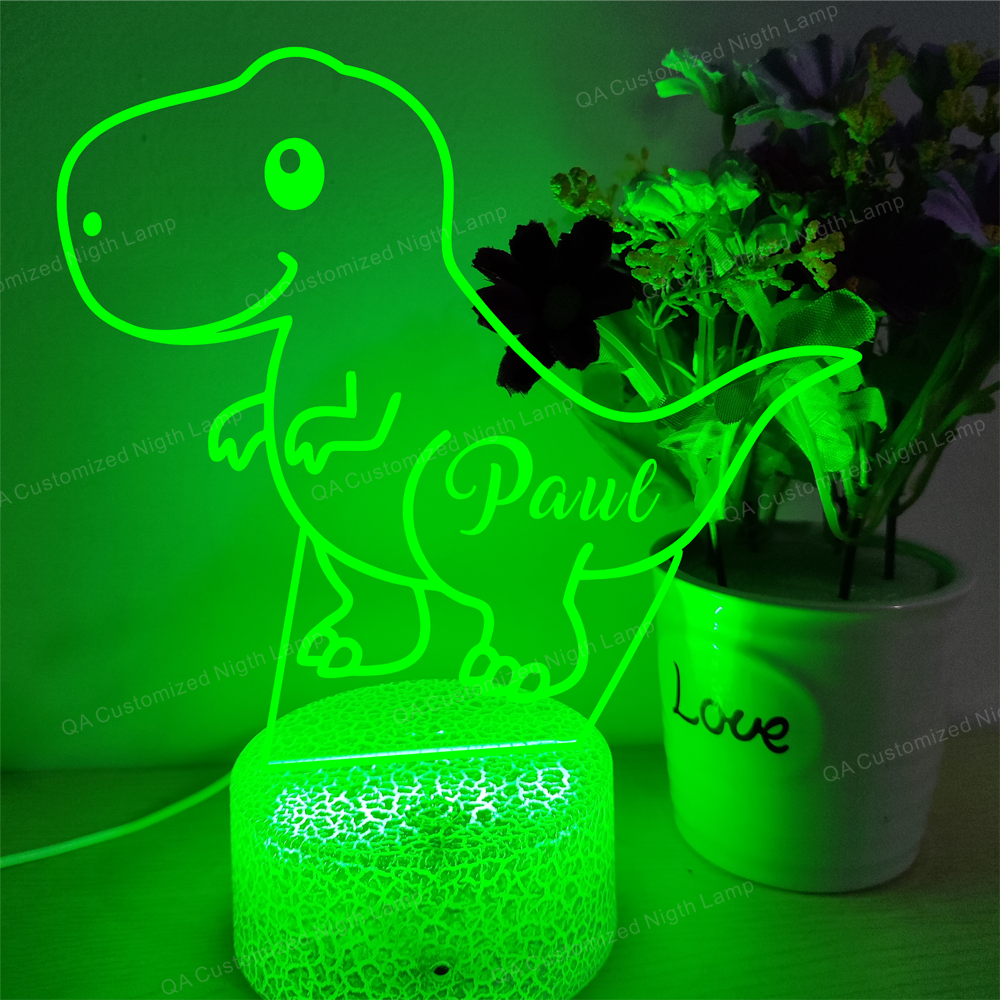 Dinosaur Personalized LED Night Light Kids Room Decor Customized Nursery Night Light