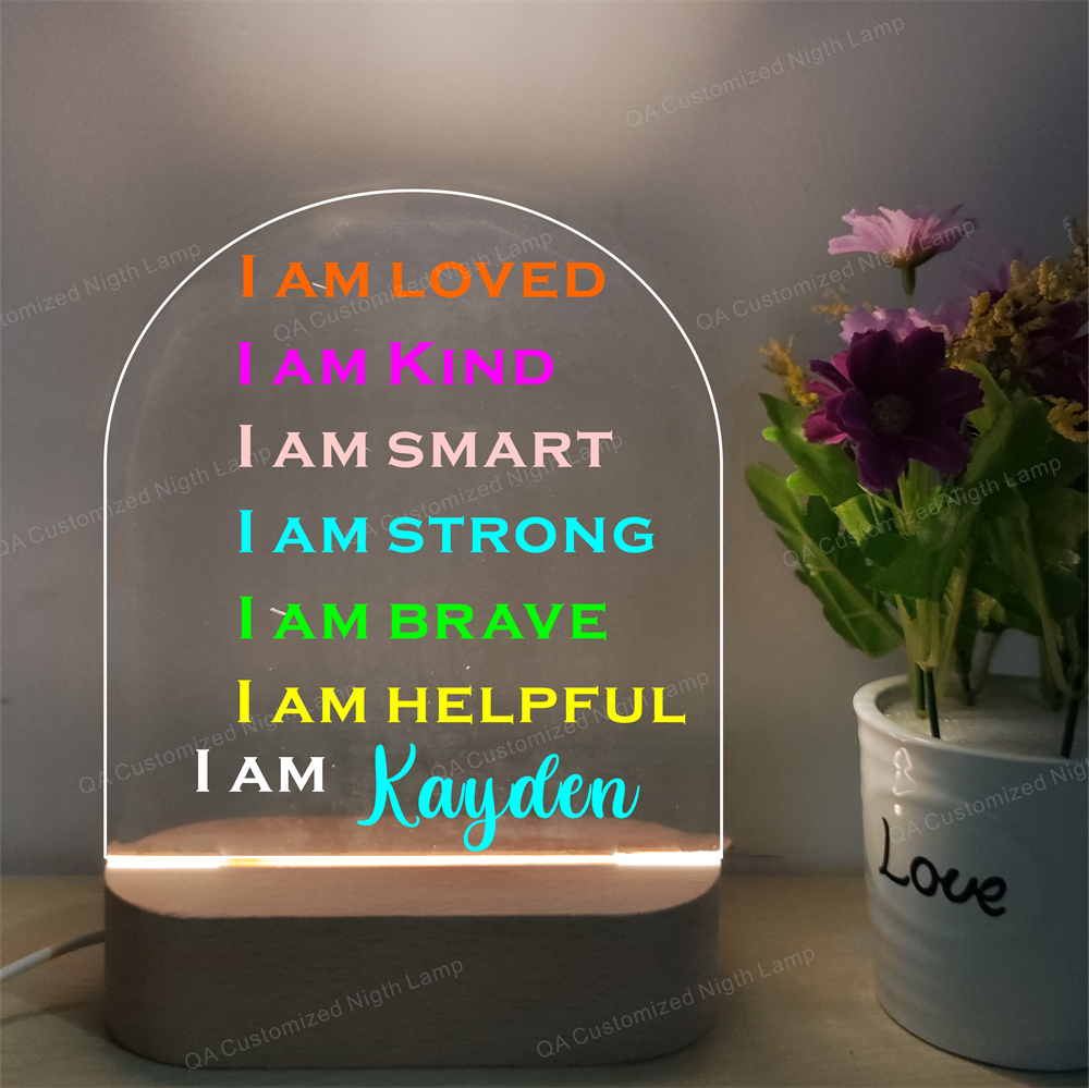 Personalized Affirmations Night Light for Kids Kids Birthday Gift Nursery Decor Night Lamp