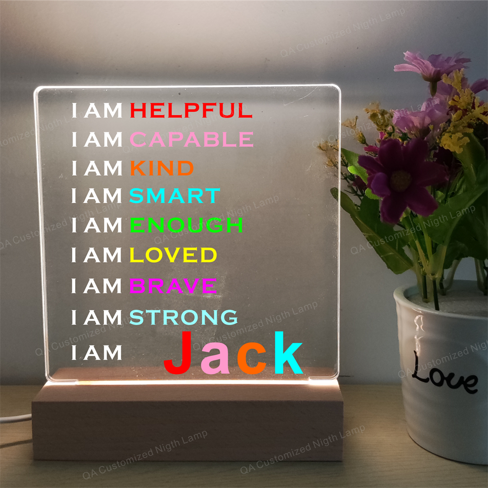 Personalized Affirmations Night Light for Kids Kids Birthday Gift Nursery Decor Night Lamp