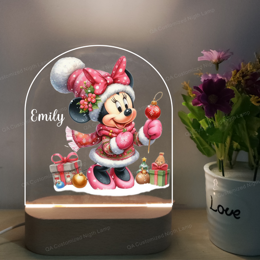 Customized MINNIE MOUSE Night Lamp - Gift for Kids Birthdays - Nursery Decor for Baby Good Night Bedside Lamp - Christmas Gift