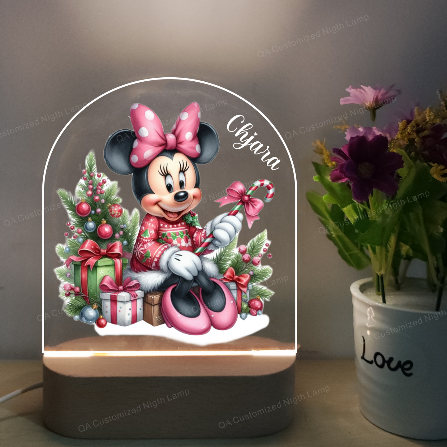 Customized MINNIE MOUSE Night Lamp - Gift for Kids Birthdays - Nursery Decor for Baby Good Night Bedside Lamp - Christmas Gift