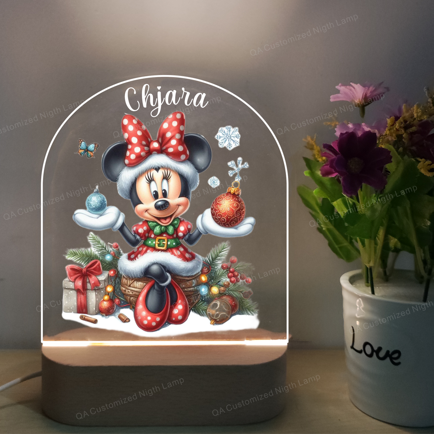 Customized MINNIE MOUSE Night Lamp - Gift for Kids Birthdays - Nursery Decor for Baby Good Night Bedside Lamp - Christmas Gift