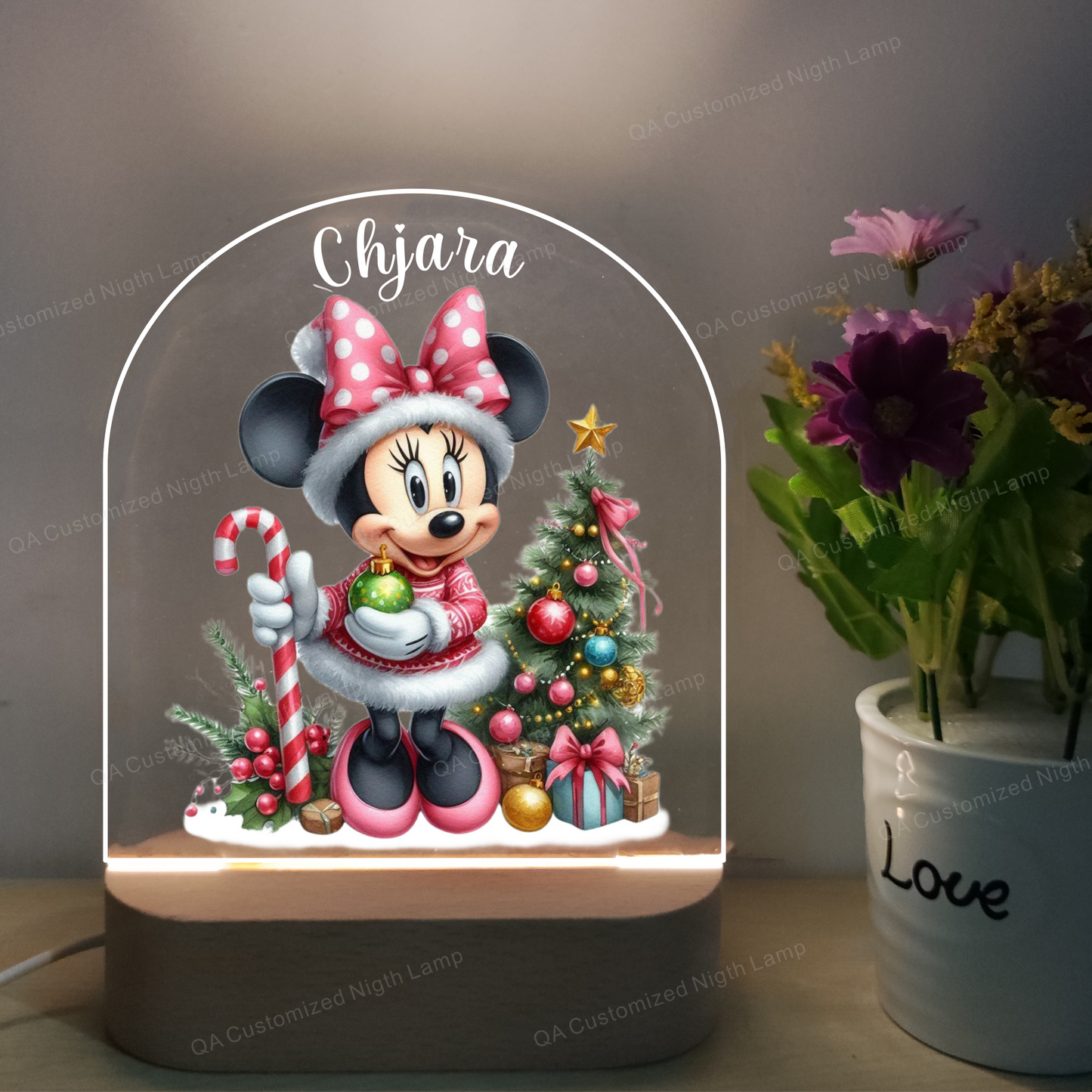 Customized MINNIE MOUSE Night Lamp - Gift for Kids Birthdays - Nursery Decor for Baby Good Night Bedside Lamp - Christmas Gift