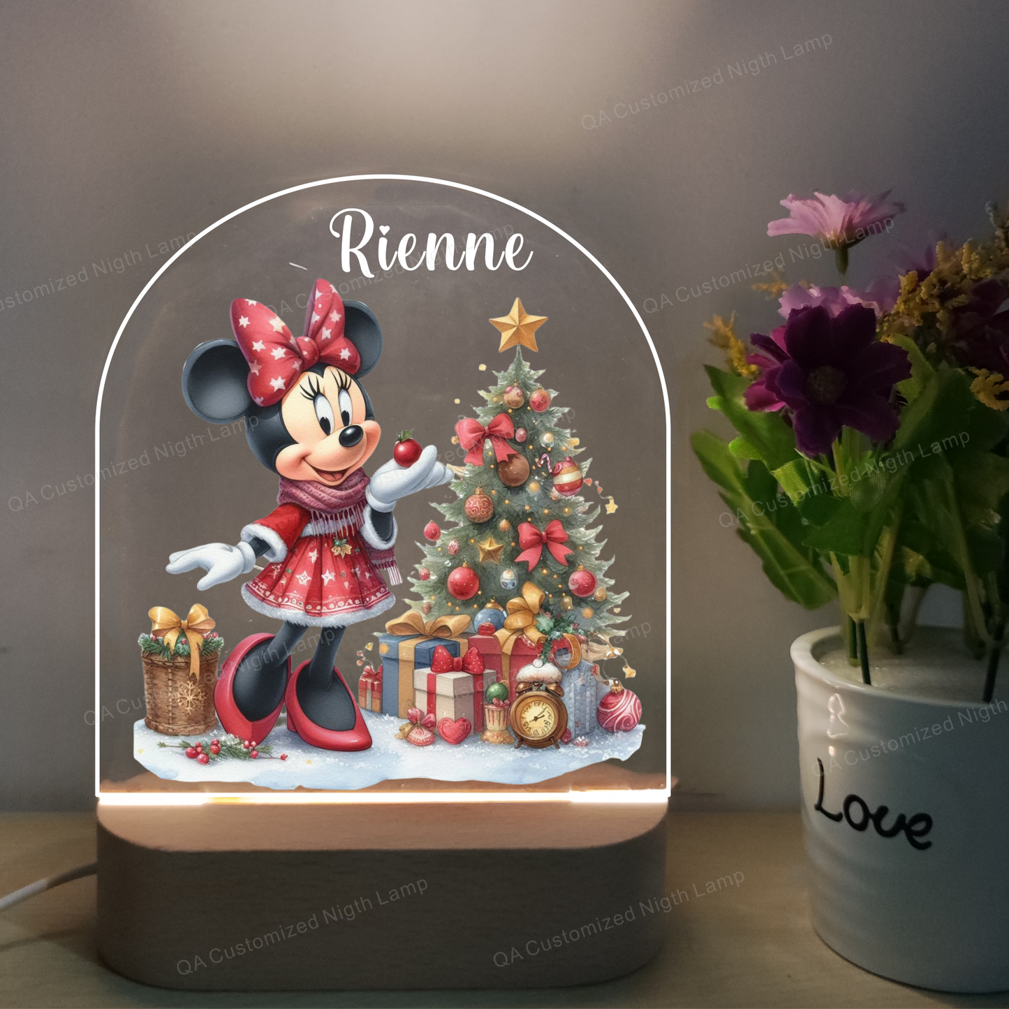 Customized MINNIE MOUSE Night Lamp - Gift for Kids Birthdays - Nursery Decor for Baby Good Night Bedside Lamp - Christmas Gift