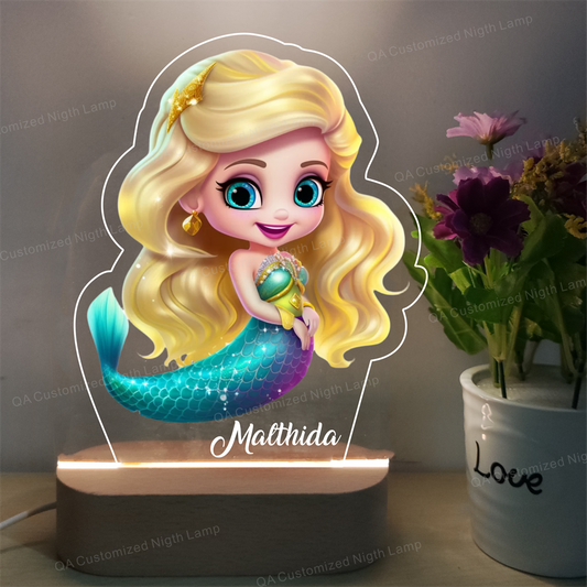 Mermaid Acrylic Night Light Personalized Name Bedside Table Night  Lamp Custom Name Gift for Child Birth Day Christmas Gift