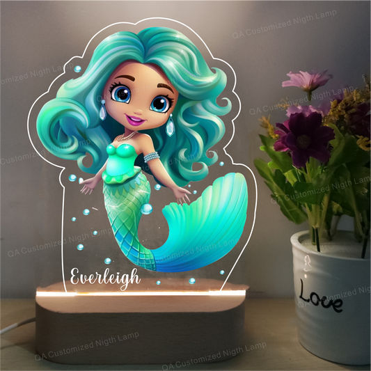 Mermaid Kids Acrylic Night Light Gift Birthday Gift for Kids Night Lamp Custom Name Gift Christmas Gift