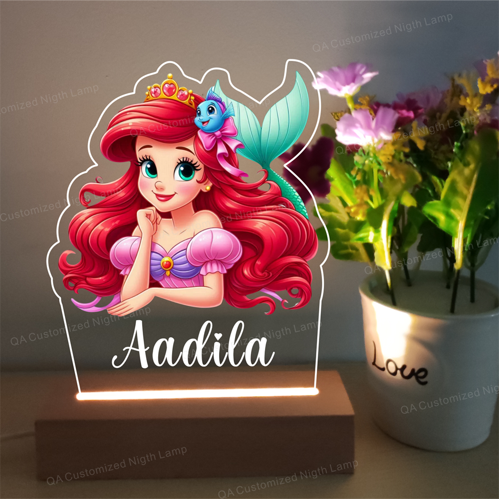 Colorful Mermaid Princess Girls Room Decor Name Night Light Acrylic  LED Personalized Kids Gift Birth Christmas Present