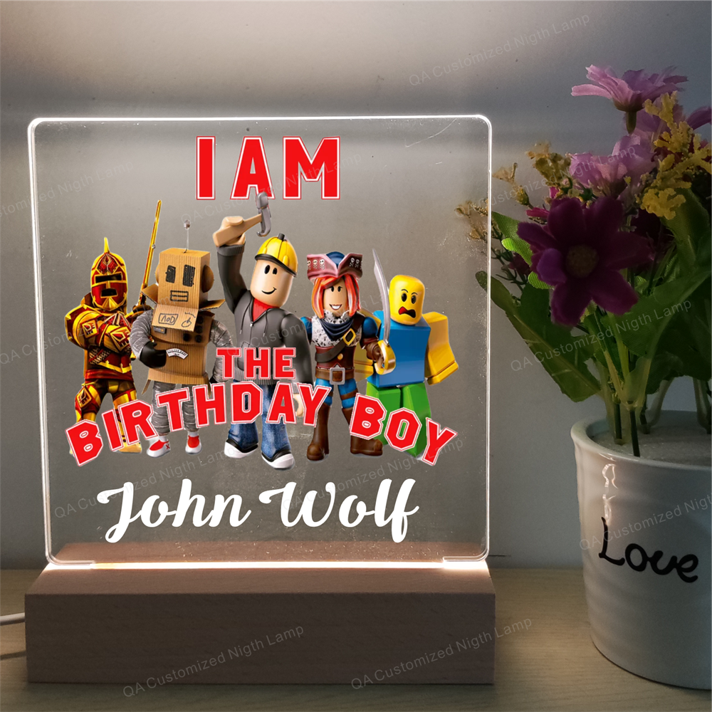 Personalised Roblox Game Block Game Acrylic Night Light Gift for Kids Birthdays Nursery Decor for Baby Christmas Gift