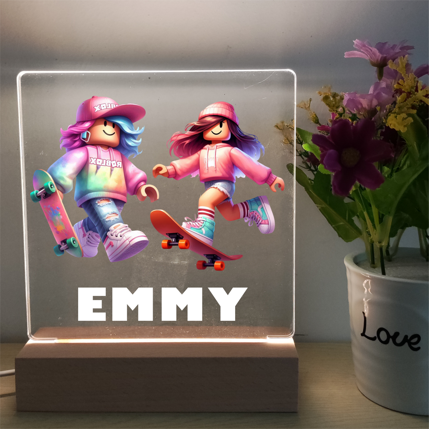 Personalised Roblox Night Light Custom Name Acrylic Night Lamp Birthday Gift Kid Nursery Bedroom Table Decor Christmas Present