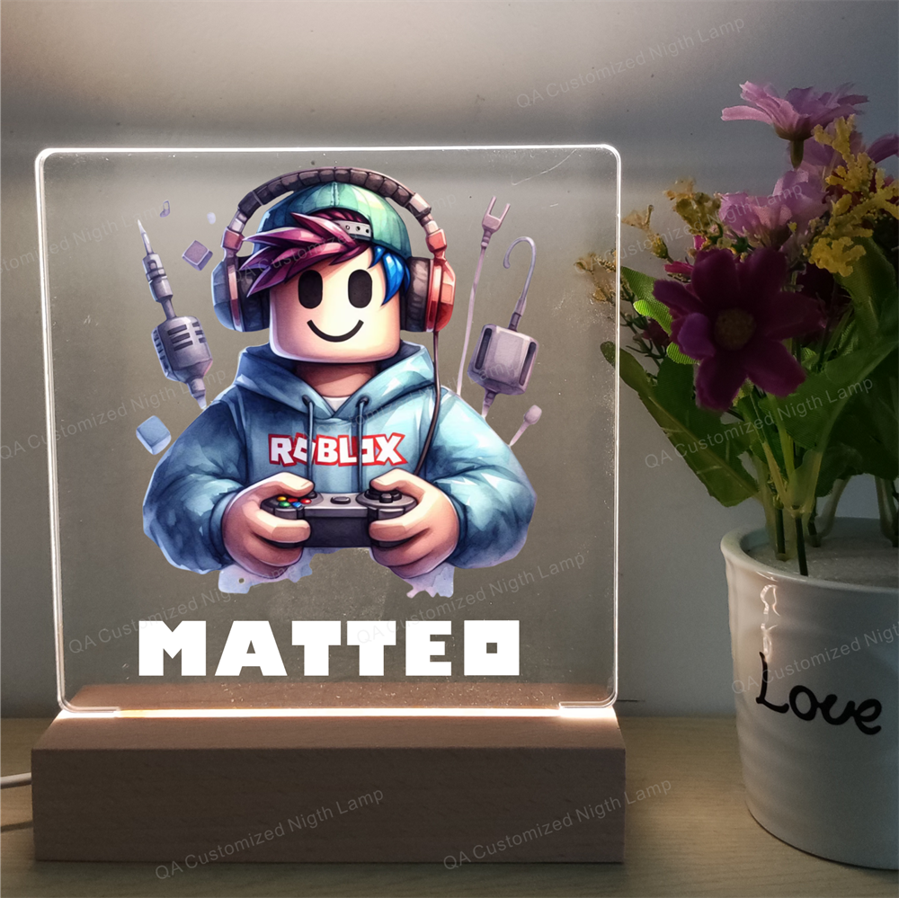 Roblox Personalized Acrylic Night Light Custom Name Display  Customizable Night Lamp Birthday Boy Gift Perfect Christmas Gift