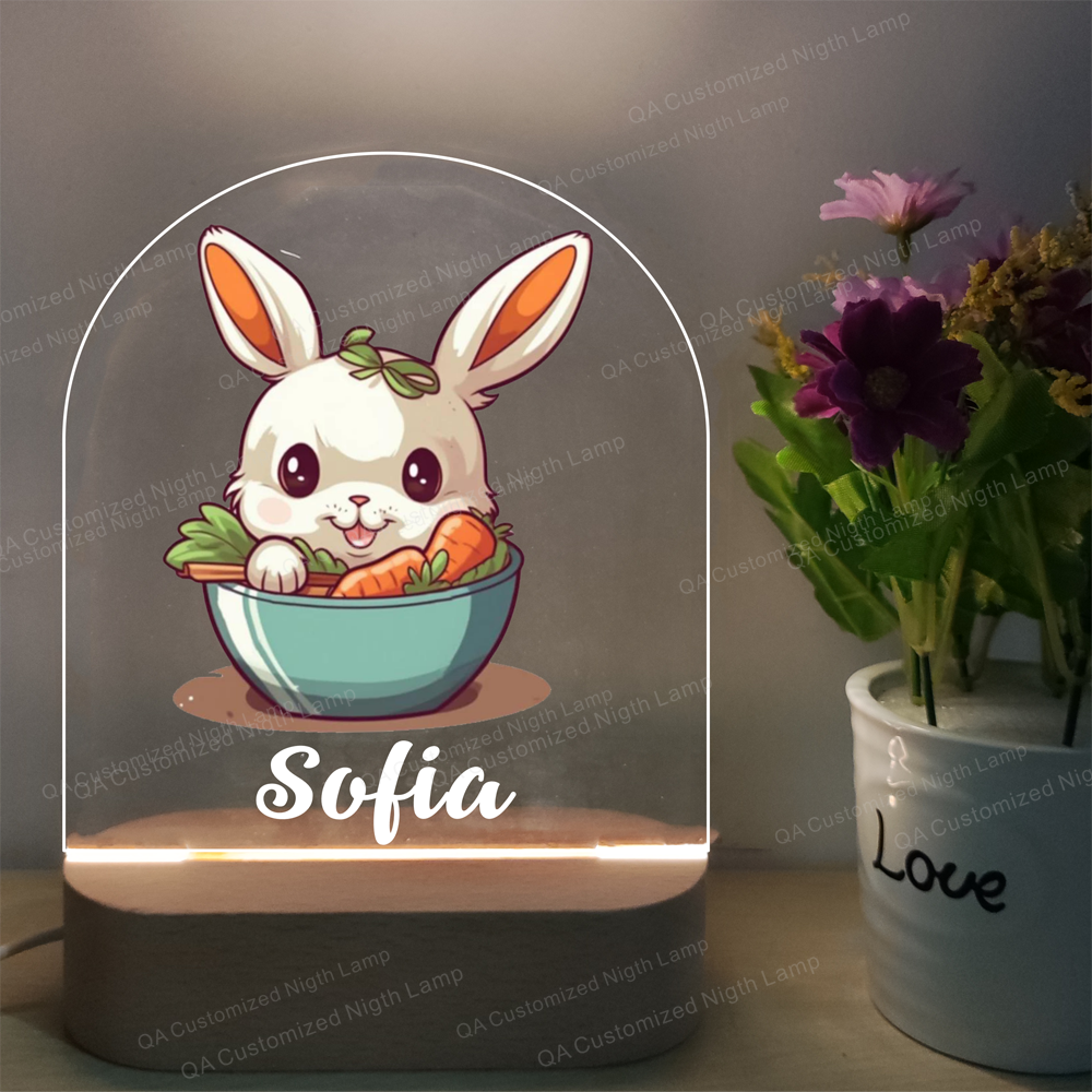 Personalized Night Light for Baby Lovely Cow Night Light With Name Animal Acrylic Night Lamp Christmas Present