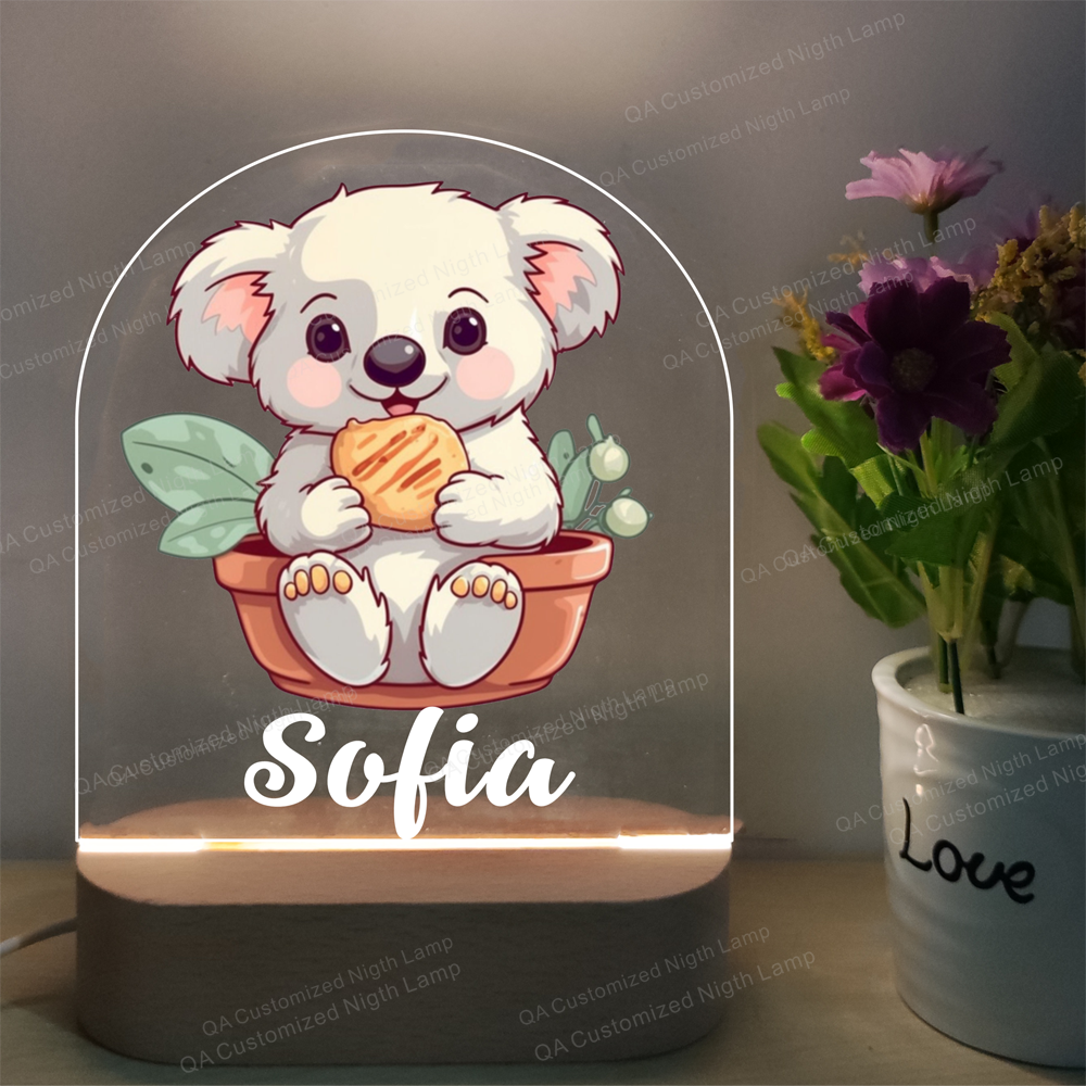 Personalized Night Light for Baby Lovely Cow Night Light With Name Animal Acrylic Night Lamp Christmas Present